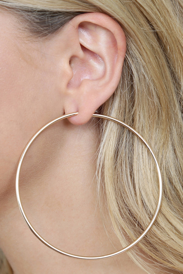 Classic Matte Gold Wire Hoop Earrings
