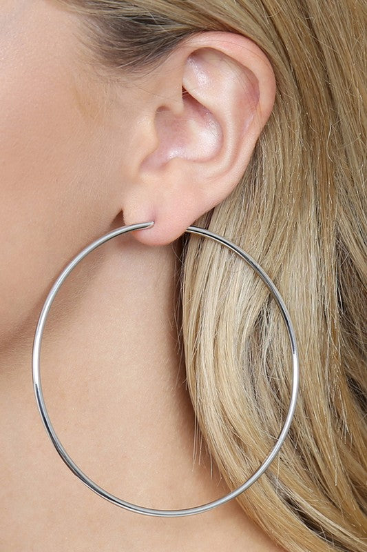 Classic Silver Wire Hoop Earring