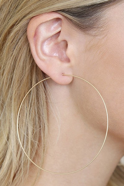 Thin Matte Gold Hoop Earring