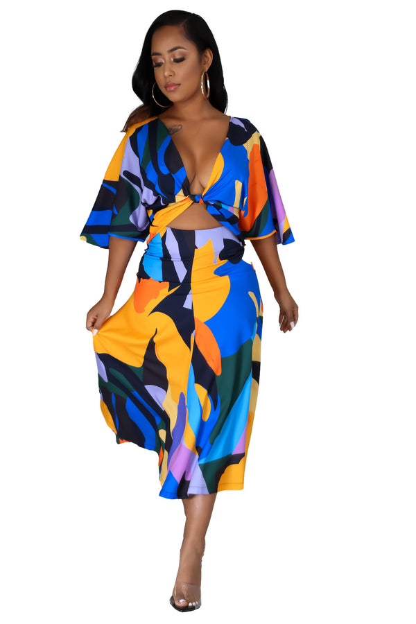 Calypso Knotted Triangle Multi-Color Dress