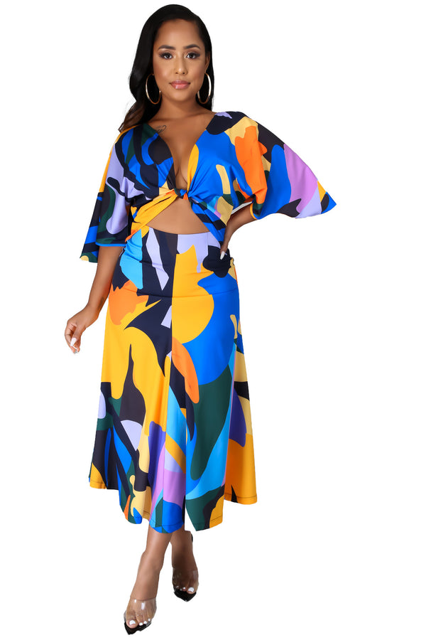 Calypso Knotted Triangle Multi-Color Dress